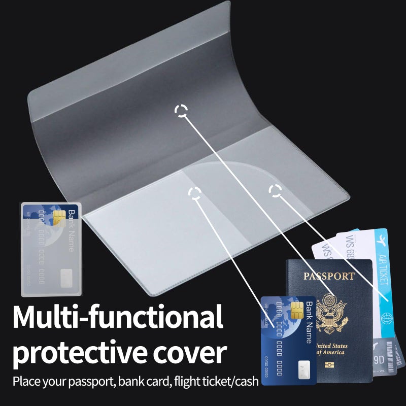 Owfeel 10pcs Frosted Plastic Passport Cover Passport Protector+20pcs Clear Plastic ID Credit Card Holder - Image 5