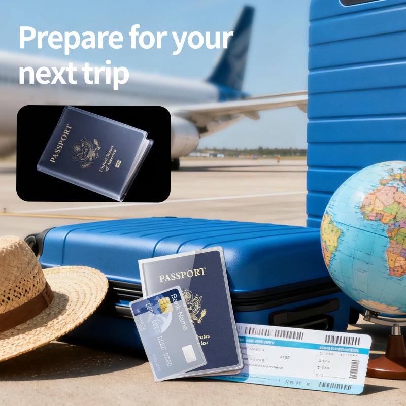 Owfeel 10pcs Frosted Plastic Passport Cover Passport Protector+20pcs Clear Plastic ID Credit Card Holder - Image 4