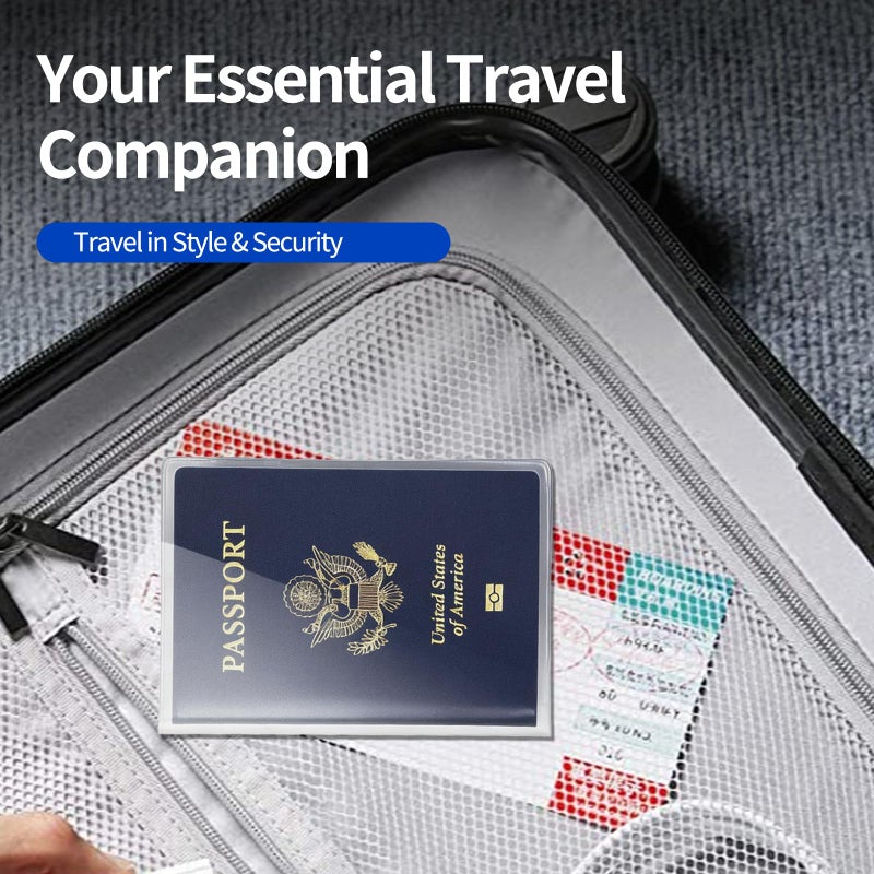 Owfeel 10pcs Frosted Plastic Passport Cover Passport Protector+20pcs Clear Plastic ID Credit Card Holder - Image 3