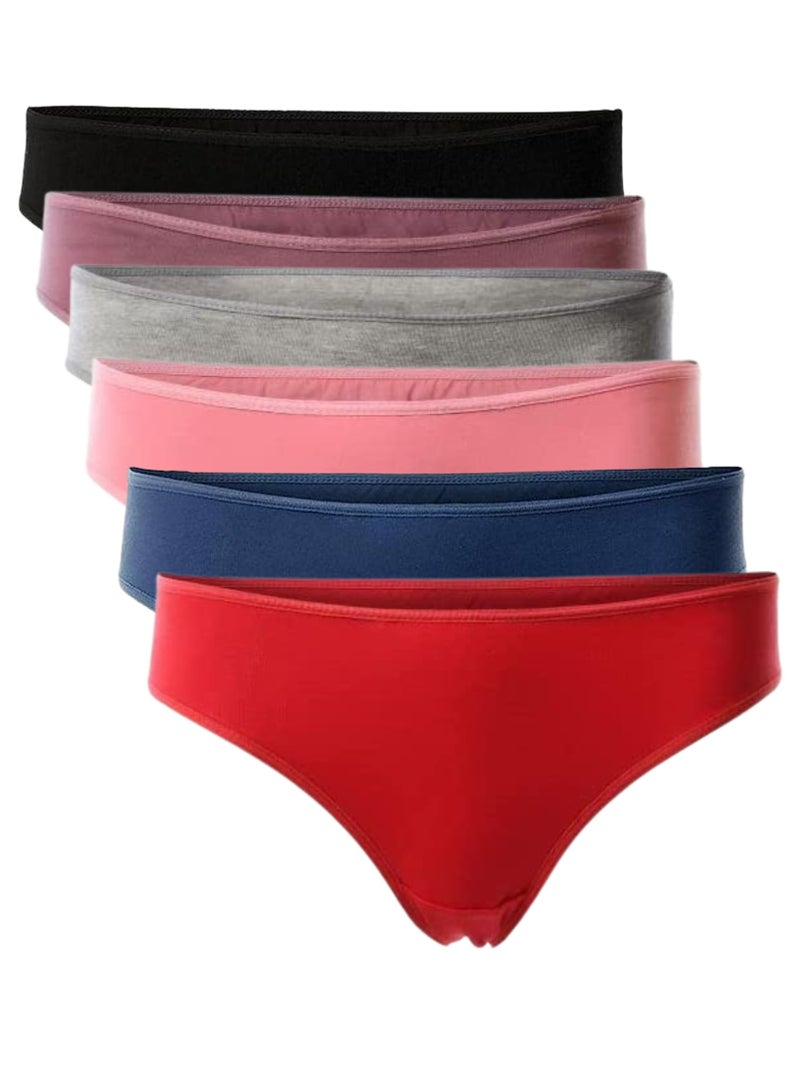 COTTONIL Pack of 6 Plain Cotton Bikini Panties Underwear for Women  - Image 1
