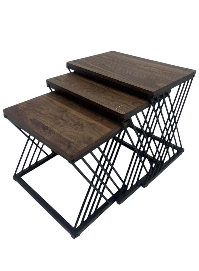 Living Set of 3 Nesting Coffee Tables With Metal Legs for Living Room L,60*40*50, M,55*35*45, S,48*34*40 CM - Image 1