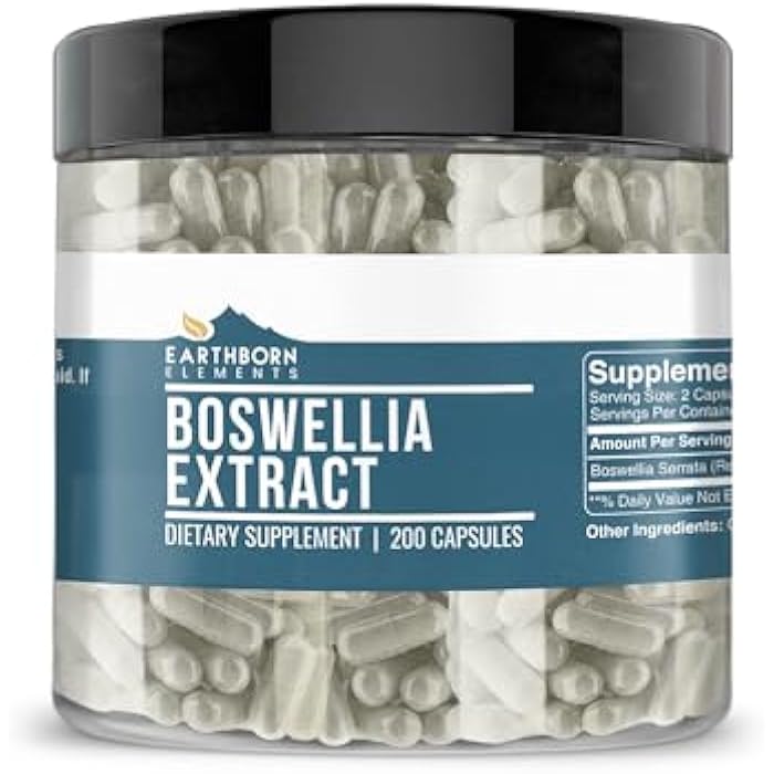 Earthborn Elements Boswellia Serrata Extract 200 Capsules, Pure & Undiluted, No Additives - Image 1