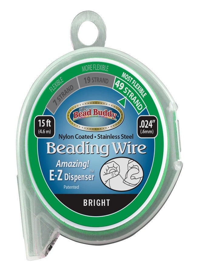 Bead Buddy 49 Strand Beading Wire, Bright 15ft .024 Inches-Soft, Flexible and Strong Beading Wire-Jewelry Making Tools - Image 1