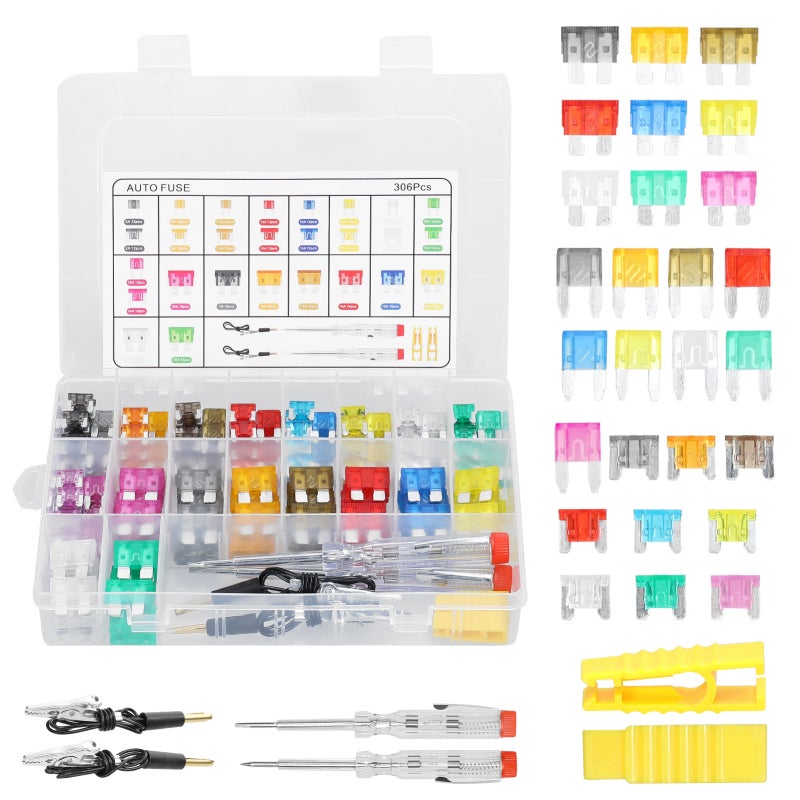 Car Fuse Assortment Kit 120Pcs 3 Sizes 2A-35A with 2 Circuit Testers - Aluminum Fuses for Car Truck SUV RV Marine Boat - Image 1