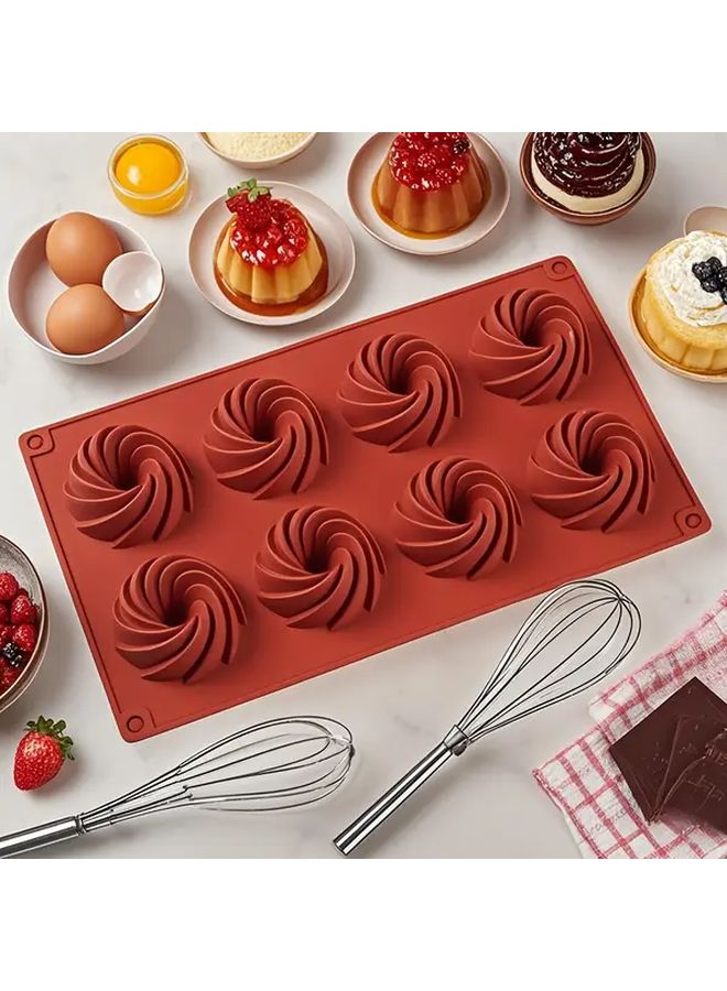 8 Cavity Silicone Spiral Mold for Chocolate Cakes Jellies Nonstick Flexible Baking - Image 2
