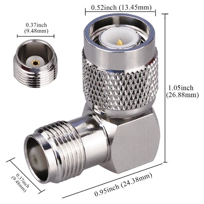 TUOLNK 2 Pack TNC Male to TNC Female Right Angle Connector 90 Degree Coax Adapter TNC L Type Connector RF Antenna Coaxial Adapter - Image 2