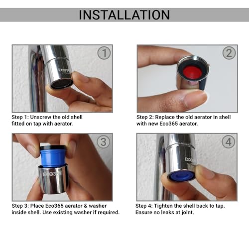 ECO365 Anti Clogging 3LPM Shower Flow Aerator (Pack of 3) | Fits in both Inner(24mm) & Outer(22mm) Threaded Shell | Easy to Maintain & Saves upto 80% of Water - Image 3