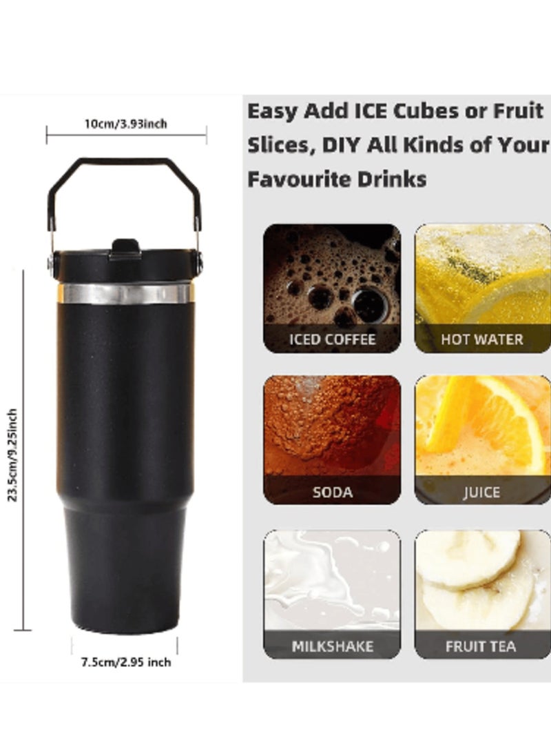 ELTRAZONE 900ml Stainless Steel Leak-Proof Travel Tumbler Mug – Double Wall Vacuum Insulated Sipper Bottle with Straw & Lid, Ideal for Car, Office, Travel & Gym - Image 2