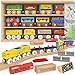 Orbrium Wooden Train Set 12 PCS Magnetic Toy Train Cars with Storage Box Cover Tunnel Compatible with Thomas Brio Melissa and Doug Wooden Railway Toys for Grandkids Kids Toddlers Boys Girls - Image 4