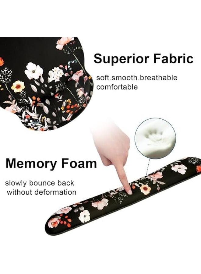 erorex Mouse Pad With Wrist Rest And Keyboard Wrist Rest Set Memory Foam Wrist Rest For Computer Keyboard Easy Typing Pain Relief Mouse Pad Wrist Support For Gaming Office Laptop Garden Flower - Image 3
