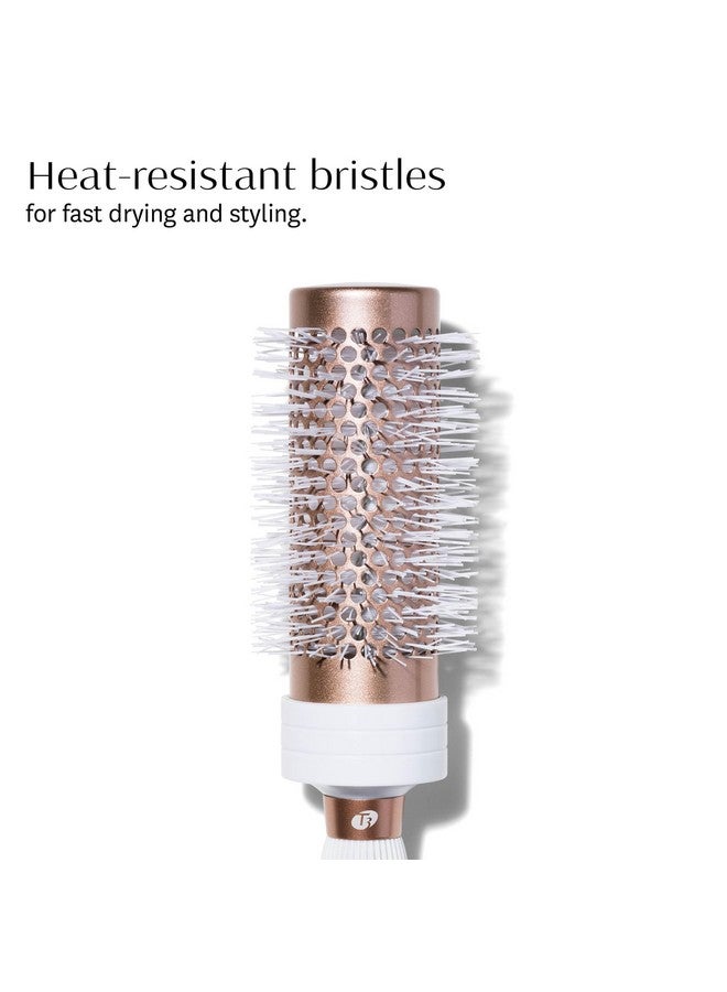 T3 Volume Round Hair Brush CeramicCoated Barrel Vented Round Brush for Blow Drying Heat Resistant Bristles, White/Rose Gold - Image 2