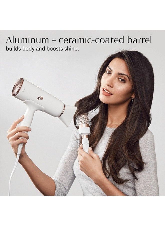 T3 Volume Round Hair Brush CeramicCoated Barrel Vented Round Brush for Blow Drying Heat Resistant Bristles, White/Rose Gold - Image 4