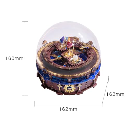 MU 3D Wooden Puzzles The Planisphere Rotating World Globe Puzzles Llluminated Led Light Craft Work USB Rechargeable DIY Assembly Building Kit for Adults Music Box DIY Set Birthday Gifts Home Decor - Image 5