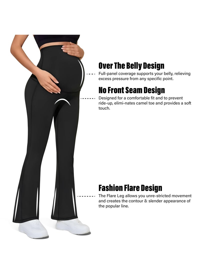 CMGTYYD - Maternity Flare Leggings Over The Belly - Buttery Soft Pregnancy Bell Bottom Pants for Lounge Yoga Casual, XXL - Image 1