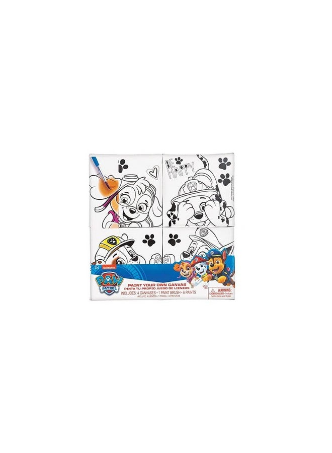 Amscan Color Your Own Paw Patrol Canvas Painting Kit4 Small Canvases For Painting4"X4" 1 Paint Brush & 6 Assorted Color Craft Paint Perfect Art Supplies For Boys & Girls Painting Supplies - Image 2
