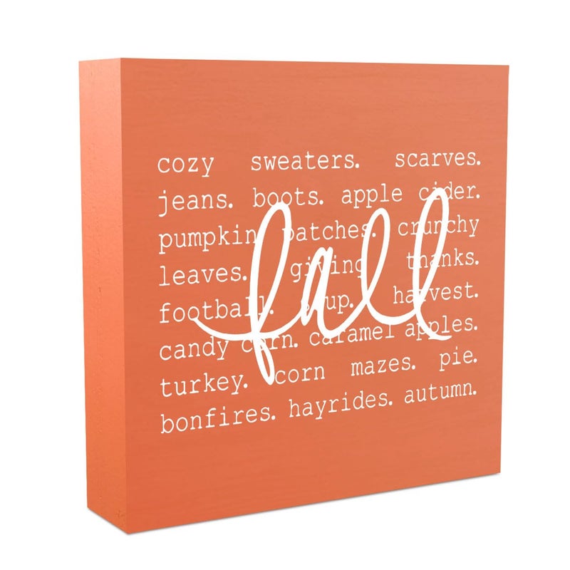 WRSUNT Fall Decor  Fall Decorations for Home Office  Fall Sign  Autumn Pumpkin Sweaters Decorations  Fall Themed Sign  Autumn Desk Shelf Decor 5 X 5 Inch - Image 1