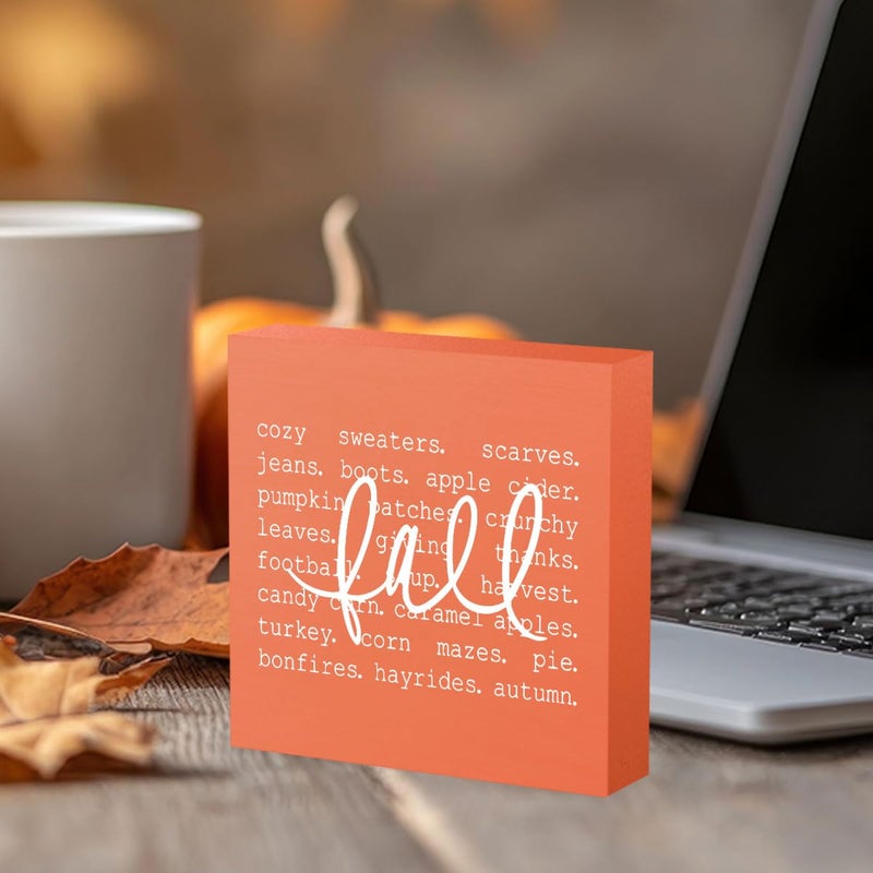 WRSUNT Fall Decor  Fall Decorations for Home Office  Fall Sign  Autumn Pumpkin Sweaters Decorations  Fall Themed Sign  Autumn Desk Shelf Decor 5 X 5 Inch - Image 4