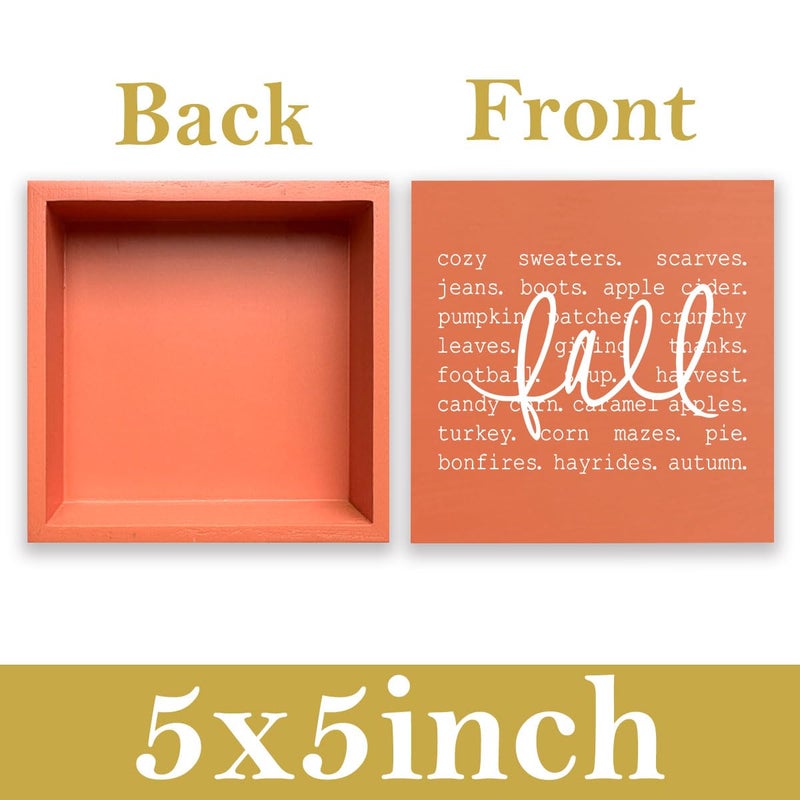 WRSUNT Fall Decor  Fall Decorations for Home Office  Fall Sign  Autumn Pumpkin Sweaters Decorations  Fall Themed Sign  Autumn Desk Shelf Decor 5 X 5 Inch - Image 2