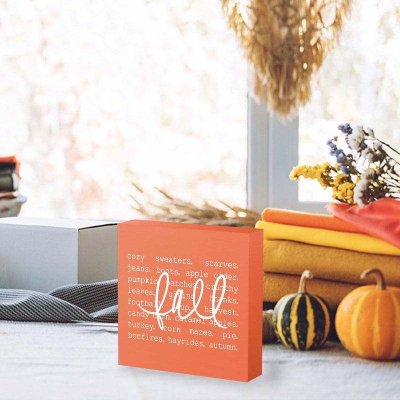 WRSUNT Fall Decor  Fall Decorations for Home Office  Fall Sign  Autumn Pumpkin Sweaters Decorations  Fall Themed Sign  Autumn Desk Shelf Decor 5 X 5 Inch - Image 3