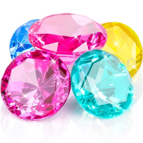 MARFOREVER Extra Large Diving Gems Pool Toys 60 MM Extra Big Diamond Pastel Pirate Treasure Gem Huge Acrylic Diamond Pool Gems Set for Summer Swimming Party Favors Boy Girls Dive Toy Training Gift - Image 1