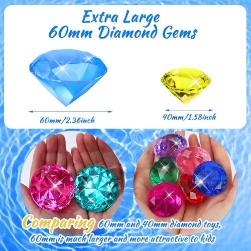 MARFOREVER Extra Large Diving Gems Pool Toys 60 MM Extra Big Diamond Pastel Pirate Treasure Gem Huge Acrylic Diamond Pool Gems Set for Summer Swimming Party Favors Boy Girls Dive Toy Training Gift - Image 5