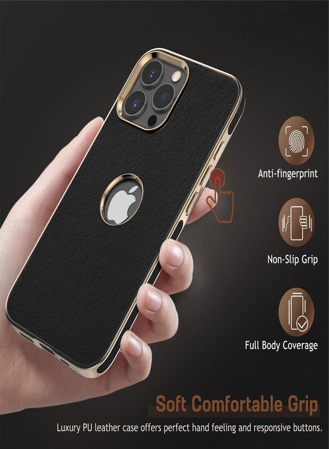 LOHASIC جراب LOHASIC لهاتف iPhone 16 Pro Max، تصميم كلاسيكي أنيق ونحيف، مصنوع من جلد PU نباتي فاخر، يتميز بملمس ناعم مانع للانزلاق، ومقاوم للصدمات، وغطاء واقٍ للهاتف، متوافق مع iPhone 16 Pro Max مقاس 6.9 بوصة (2024) - أسود مع ذهبي - Image 5