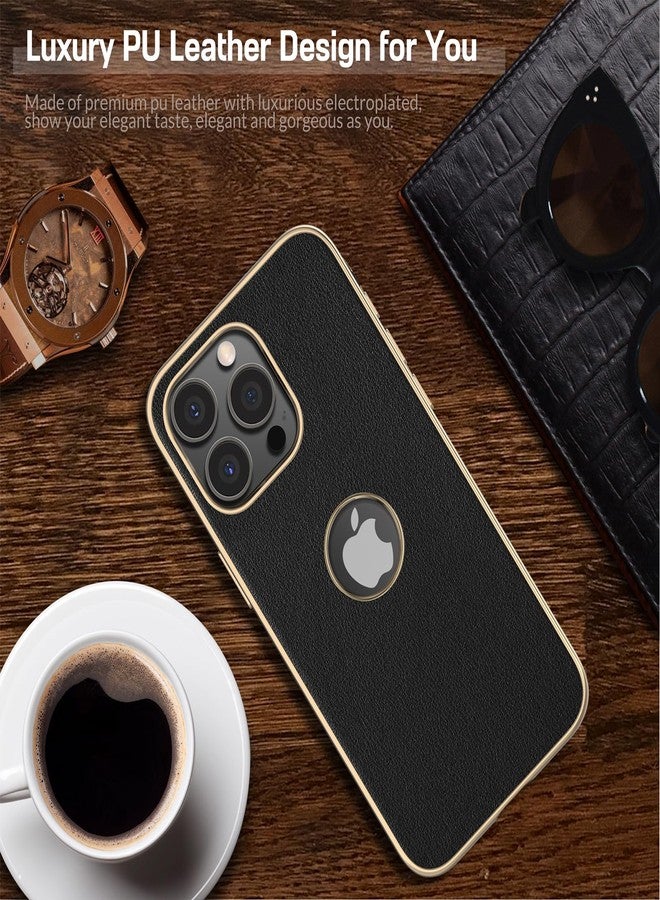LOHASIC جراب LOHASIC لهاتف iPhone 16 Pro Max، تصميم كلاسيكي أنيق ونحيف، مصنوع من جلد PU نباتي فاخر، يتميز بملمس ناعم مانع للانزلاق، ومقاوم للصدمات، وغطاء واقٍ للهاتف، متوافق مع iPhone 16 Pro Max مقاس 6.9 بوصة (2024) - أسود مع ذهبي - Image 3