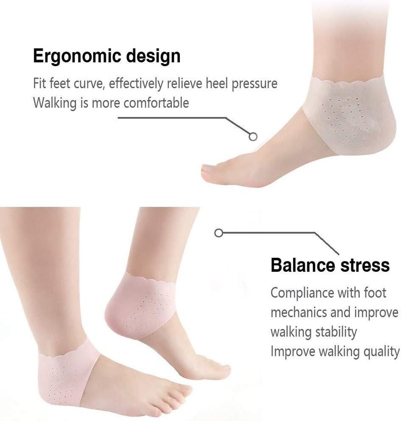 comfrt Gel Heel Protectors, Breathable Hole Design Heel Cups Sleeve Socks Silicone Heel Cushion, Great for Relieve Heel Pain, Heal Dry, Cracked Heel, Heel spur, Sore Heel, Plantar Fasciitis Treatment (white) - Image 5