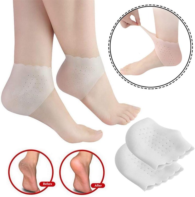 comfrt Gel Heel Protectors, Breathable Hole Design Heel Cups Sleeve Socks Silicone Heel Cushion, Great for Relieve Heel Pain, Heal Dry, Cracked Heel, Heel spur, Sore Heel, Plantar Fasciitis Treatment (white) - Image 2