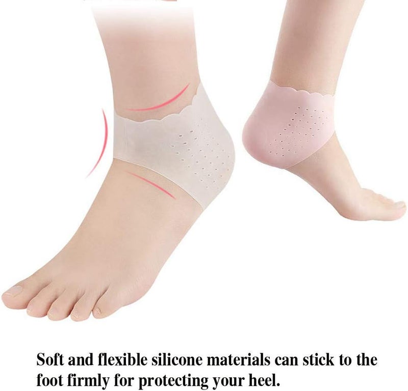 comfrt Gel Heel Protectors, Breathable Hole Design Heel Cups Sleeve Socks Silicone Heel Cushion, Great for Relieve Heel Pain, Heal Dry, Cracked Heel, Heel spur, Sore Heel, Plantar Fasciitis Treatment (white) - Image 4