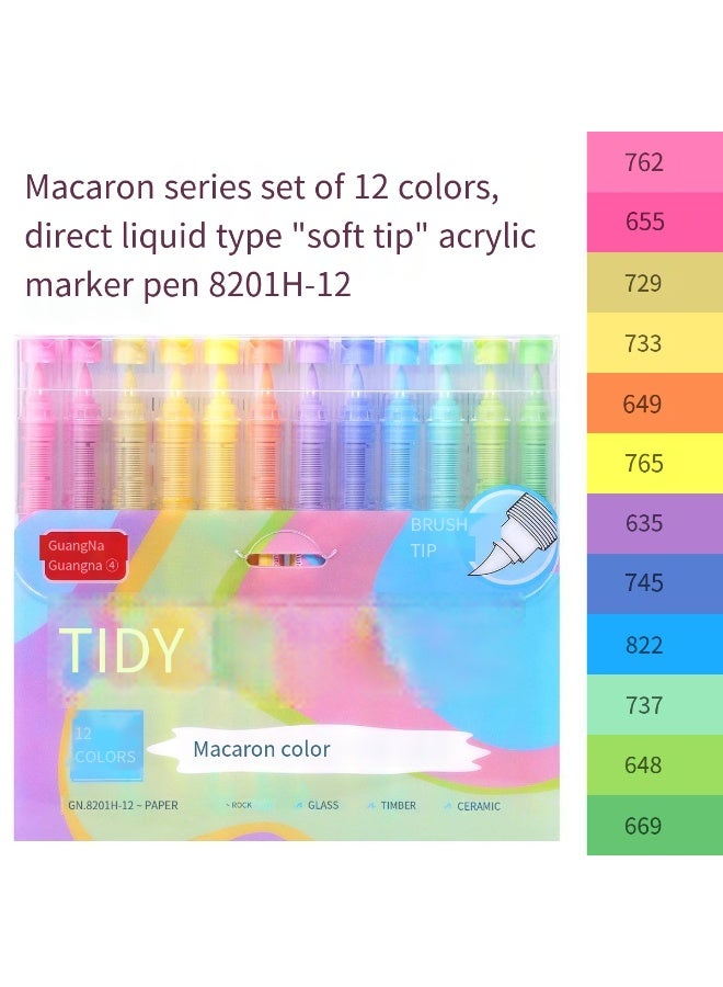 Guangna 12 Skin Tone Acrylic Paint Markers, Red Brown Brush Tip Acrylic Paint Pens for Pumpkin Paint, Rock Painting, Wood, Glass, Paper, Coloring Book, Ceramic, Canvas, DIY Crafts, Water-Based Ink - Image 1