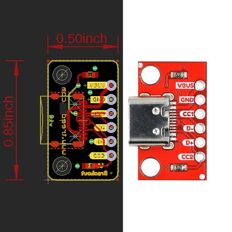 Cermant 10pcs Type C Breakout Board Serial Basic Breakout Female Connector Type 16P PCB Converter Board - Image 5