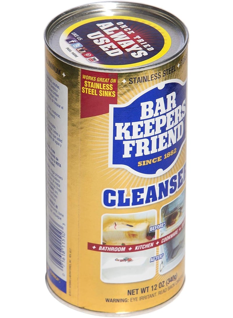 Bar Keepers Friend Powder Cleanser (12 oz - 4-pack) - Multipurpose Cleaner & Stain Remover - Bathroom, Kitchen & Outdoor Use - For Stainless Steel, Aluminum, Brass, Ceramic, Porcelain, Bronze and More - Image 3