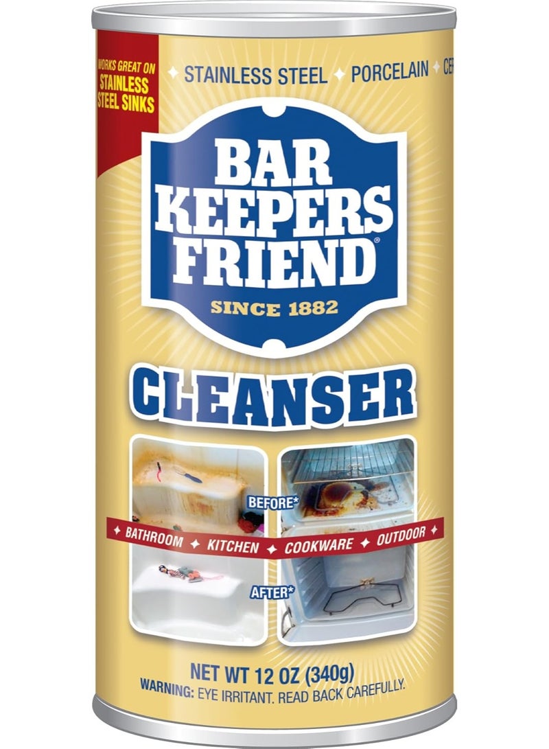 Bar Keepers Friend Powder Cleanser (12 oz - 4-pack) - Multipurpose Cleaner & Stain Remover - Bathroom, Kitchen & Outdoor Use - For Stainless Steel, Aluminum, Brass, Ceramic, Porcelain, Bronze and More - Image 1