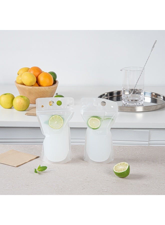 Restaurantware Label Tek 1.9 x 1 Inch Mojito Bottle Juice Labels, 100 Self-Adhesive Labels For Bottles - Resists Condensation, For Drink Pouches, Clear With White Font Plastic Water-Resistant Labels  - Image 4