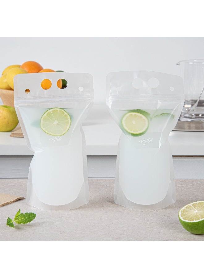 Restaurantware Label Tek 1.9 x 1 Inch Mojito Bottle Juice Labels, 100 Self-Adhesive Labels For Bottles - Resists Condensation, For Drink Pouches, Clear With White Font Plastic Water-Resistant Labels  - Image 3