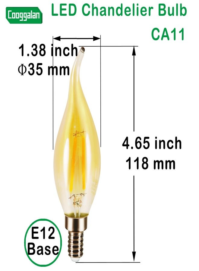 COOGGALAN E12 Amber Candelabra LED Light Bulb Dimmable, 25 Watts Equivalent Flame Tip Chandelier Light Bulbs CA11 2W, Filament Decorative Vintage Candle Bulb, Warm White 2700K, CRI 90, 12 Pack - Image 2