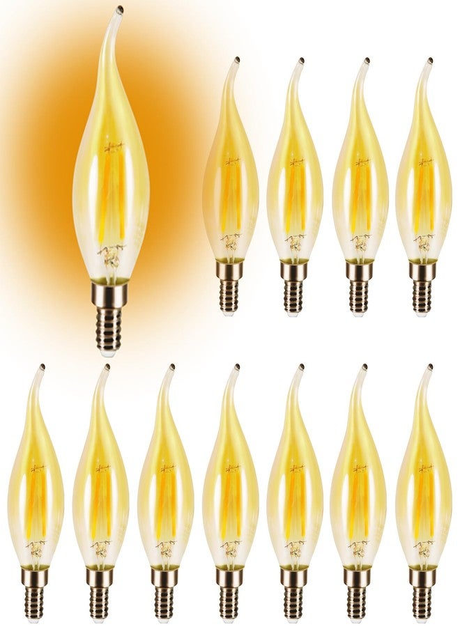 COOGGALAN E12 Amber Candelabra LED Light Bulb Dimmable, 25 Watts Equivalent Flame Tip Chandelier Light Bulbs CA11 2W, Filament Decorative Vintage Candle Bulb, Warm White 2700K, CRI 90, 12 Pack - Image 1