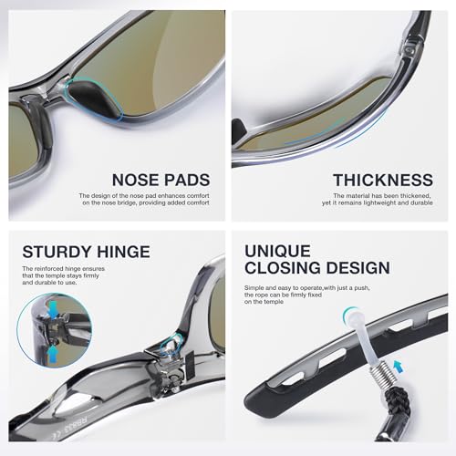 RIVBOS Sunglasses for Men Women Polarized UV Protection Sports Fishing Driving Shades Cycling RB833-transparent Grey ice Blue - Image 4