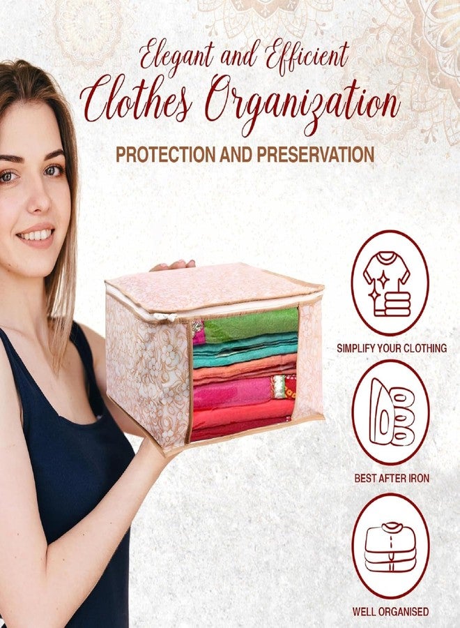 JANNYRO Saree Organizer For Wardrobe Non Woven Multipurpose Sari Storage Bag Foldable Saree Covers With Zip, Storage Bags For Suit, Lehanga, Dress Packing With Transparent Window Set of 4 Pcs - Image 4