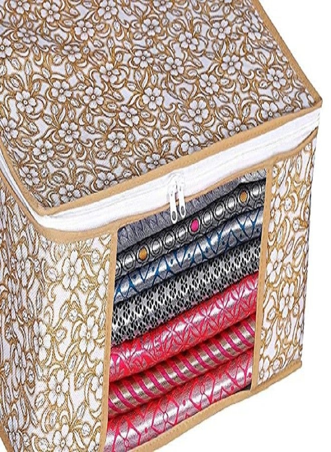 JANNYRO Saree Organizer For Wardrobe Non Woven Multipurpose Sari Storage Bag Foldable Saree Covers With Zip, Storage Bags For Suit, Lehanga, Dress Packing With Transparent Window Set of 4 Pcs - Image 3