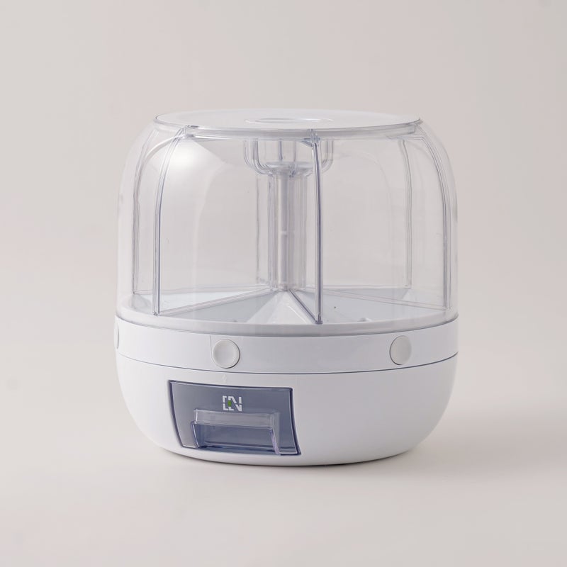 ALBERTO موزع حبوب متعدد من ألبرتو بلاستيك مع غطاء دوار، أبيض 7 كجم - Image 1