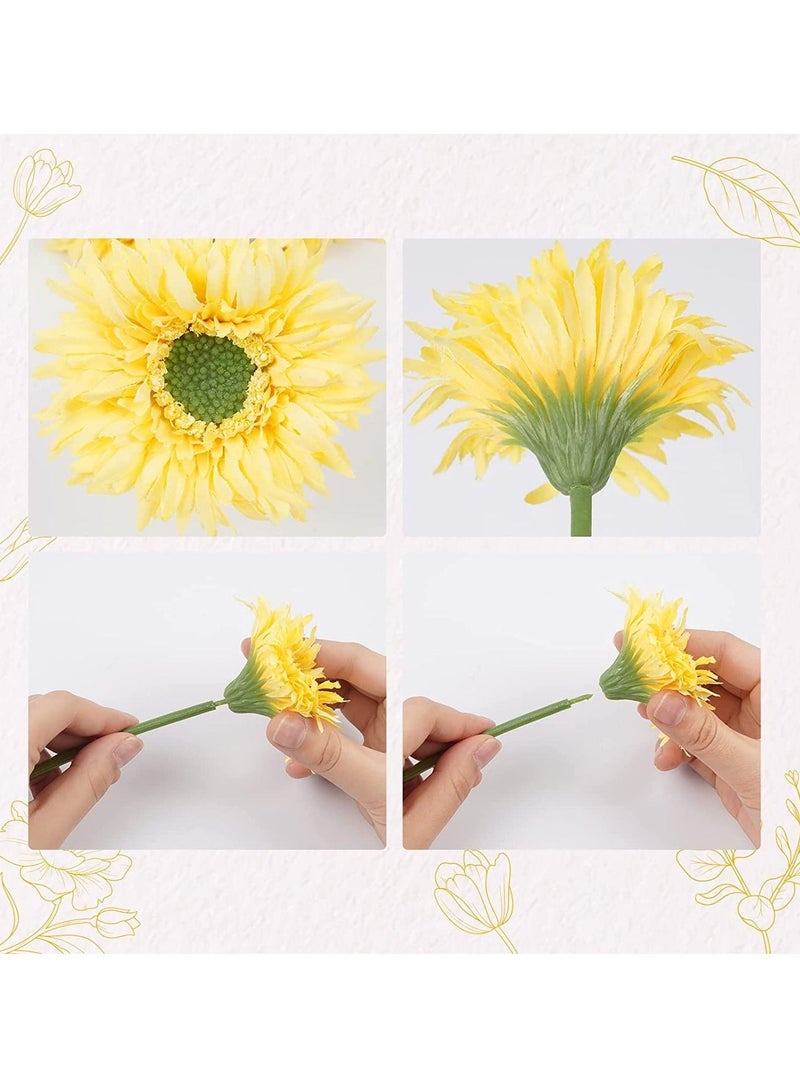 كابتن تيك Yellow Daisy Silk Flowers Gerbera Daisy Flowers, Realistic Daisies Bulk Fake Daisy Silk Flowers for Home Garden Party DIY Decor, Gerbera Daisy Bride Flowers Wedding Bouquet, 10.7” 15 PCS - Image 4