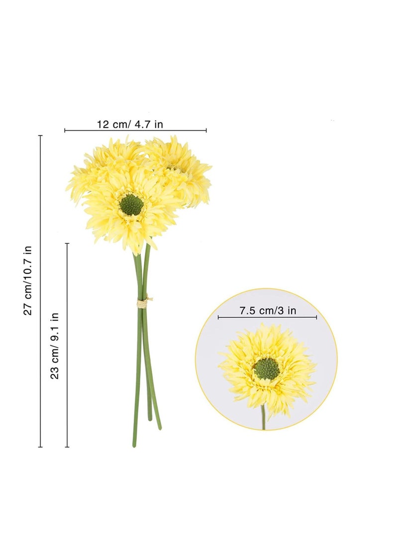 كابتن تيك Yellow Daisy Silk Flowers Gerbera Daisy Flowers, Realistic Daisies Bulk Fake Daisy Silk Flowers for Home Garden Party DIY Decor, Gerbera Daisy Bride Flowers Wedding Bouquet, 10.7” 15 PCS - Image 5