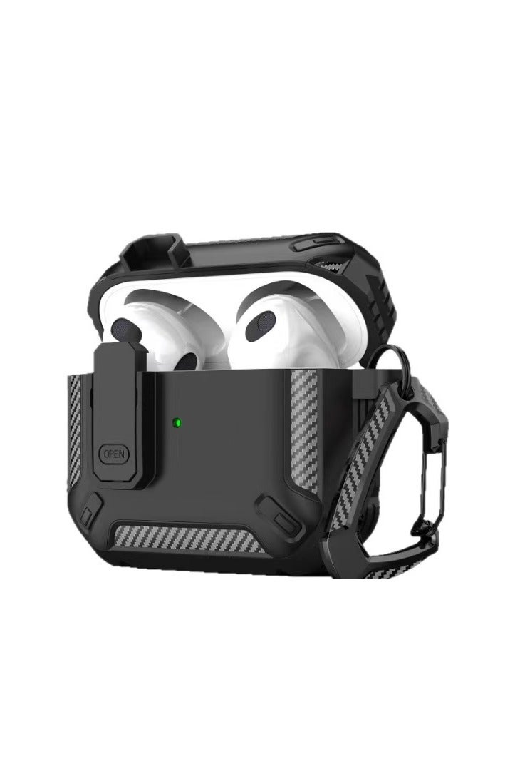 دكينج جراب ايربودز برو 3 2025 ، جراب ايربودز برو 3 مع قفل ، حافظة صلبة عسكرية متينة ومقاومة للصدمات مع سلسلة مفاتيح ، متوافقة مع ابل ايربودز برو 3 2025 (أسود) - Image 1