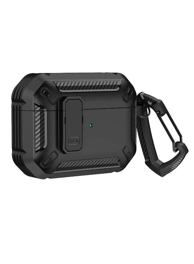 دكينج جراب ايربودز برو 3 2025 ، جراب ايربودز برو 3 مع قفل ، حافظة صلبة عسكرية متينة ومقاومة للصدمات مع سلسلة مفاتيح ، متوافقة مع ابل ايربودز برو 3 2025 (أسود) - Image 2