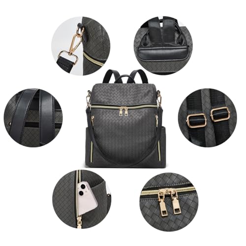 Makes Backpack Purse for Women PU Leather Travel Satchel Handbag Convertible Design Bag with Purse 2 Piece - Image 2