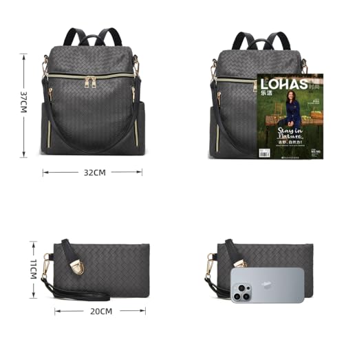Makes Backpack Purse for Women PU Leather Travel Satchel Handbag Convertible Design Bag with Purse 2 Piece - Image 5