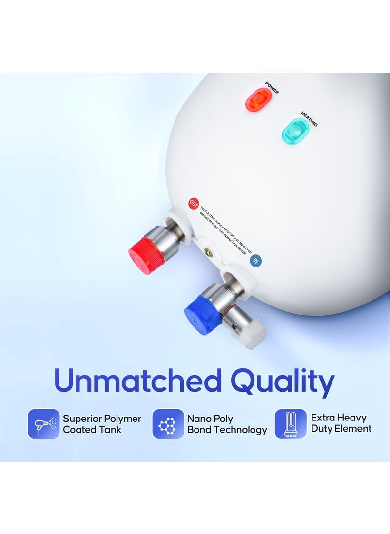 DIGISMART DIGISMART 3Kva Instant 3 Ltr Full Abs Body Special Anti Rust Coating Tank Wall Mounted Geyser With 5 Year Warranty Premium White Blue  - Image 5