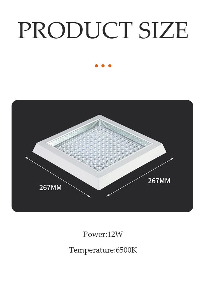 DUNISO Led Ceiling Light, Square Kitchen And Bathroom Light, Ceiling Panel Light, 6500K, 12W, Energy Saving, Easy To Clean, Suitable For Balconies, Corridors, Kitchens, Toilets, 267*267mm  - Image 2
